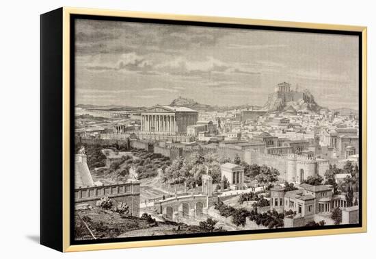 Artist's Impression of Athens, at the Time of the Emperor Hadrian, from 'El Mundo Ilustrado',…-European School-Framed Premier Image Canvas