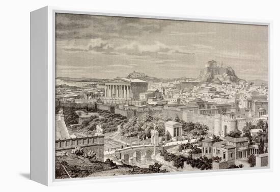 Artist's Impression of Athens, at the Time of the Emperor Hadrian, from 'El Mundo Ilustrado',…-European School-Framed Premier Image Canvas