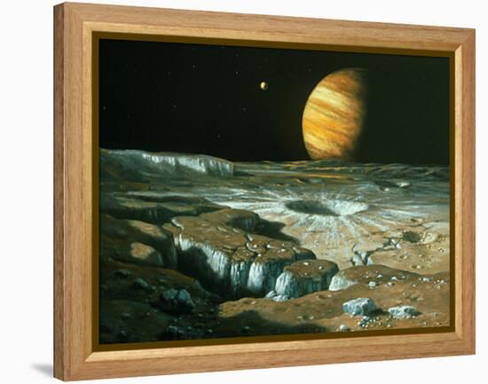 Artist's Impression of Jupiter Over Europa-Ludek Pesek-Framed Premier Image Canvas