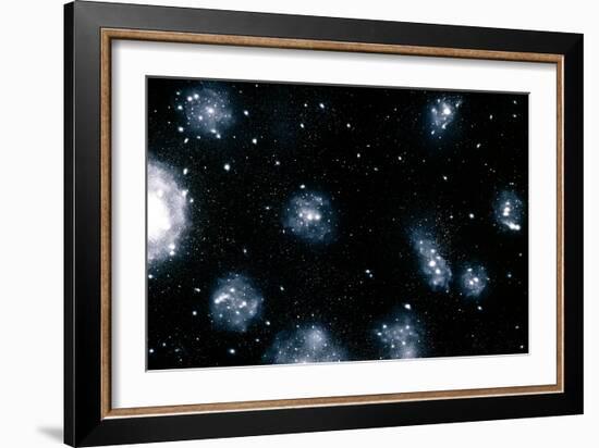 Artist's Impression of Nearby Clusters of Galaxies-David Parker-Framed Photographic Print