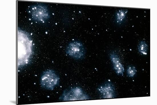 Artist's Impression of Nearby Clusters of Galaxies-David Parker-Mounted Photographic Print
