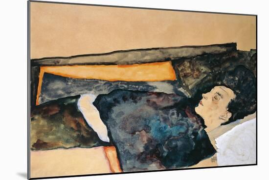 Artist's Mother Sleeping-Egon Schiele-Mounted Giclee Print