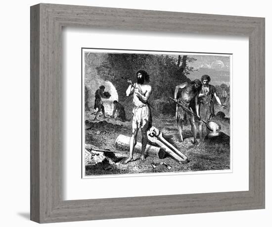 Artist's reconstruction of casting weapons in the Iron Age, 1889. Artist: Unknown-Unknown-Framed Giclee Print