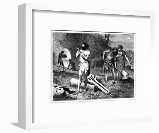 Artist's reconstruction of casting weapons in the Iron Age, 1889. Artist: Unknown-Unknown-Framed Giclee Print