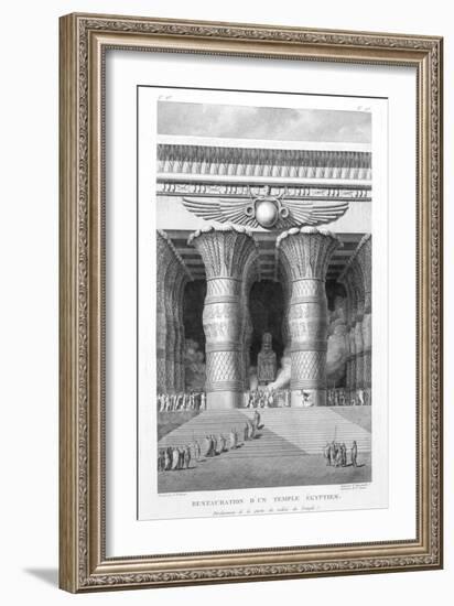 Artist's recreation of a large Egyptian temple, 1799-Pierre Nicolas Ransonette-Framed Giclee Print