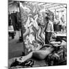 Artist Thomas Hart Benton Working on Painting "Rape of Persephone" in Studio Using Live Nude Model-Alfred Eisenstaedt-Mounted Premium Photographic Print