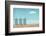 Artistic Seascape with Three Dressing Cabin Beach with Sea and Sailboat on the Background-Valentina Photos-Framed Photographic Print