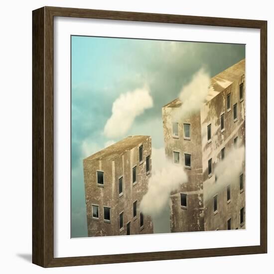 Artistic Skyscrapers in the Sky above the Clouds-Valentina Photos-Framed Art Print