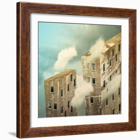 Artistic Skyscrapers in the Sky above the Clouds-Valentina Photos-Framed Art Print