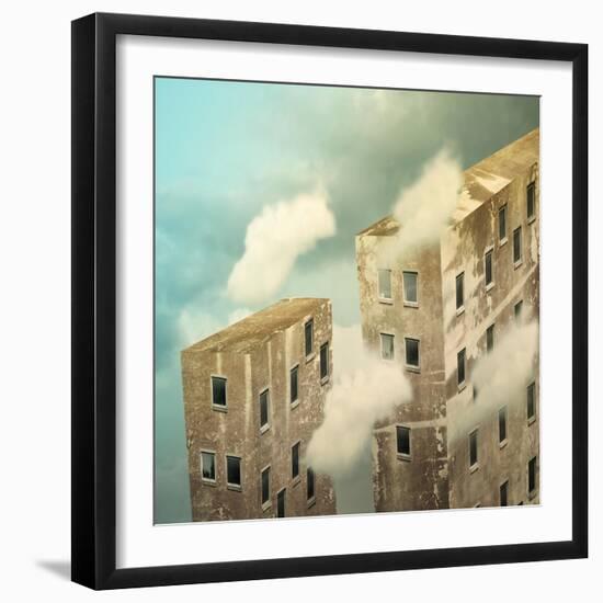 Artistic Skyscrapers in the Sky above the Clouds-Valentina Photos-Framed Art Print