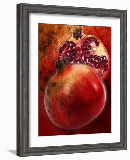 Artistic Still Life with Whole and Half Pomegranate-Dieter Heinemann-Framed Photographic Print