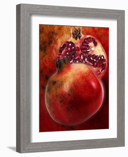 Artistic Still Life with Whole and Half Pomegranate-Dieter Heinemann-Framed Photographic Print