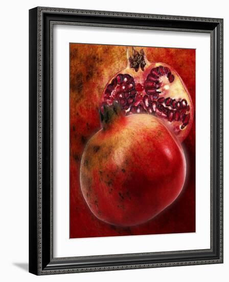 Artistic Still Life with Whole and Half Pomegranate-Dieter Heinemann-Framed Photographic Print