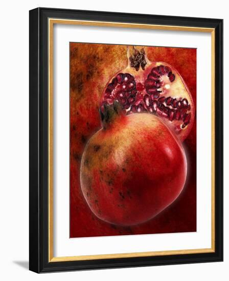 Artistic Still Life with Whole and Half Pomegranate-Dieter Heinemann-Framed Photographic Print