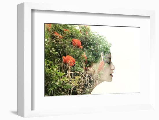 Artistic Surreal Female Profile in a Metamorphosis with Nature-Valentina Photos-Framed Photographic Print