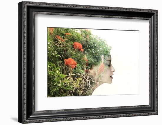 Artistic Surreal Female Profile in a Metamorphosis with Nature-Valentina Photos-Framed Photographic Print