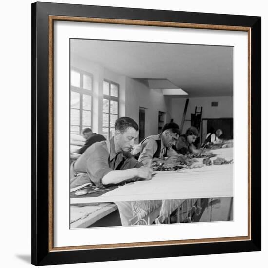 Artists Designing Aubusson Tapestry Weaving in France, 1946-David Scherman-Framed Photographic Print