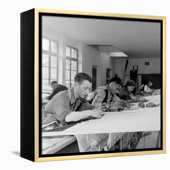 Artists Designing Aubusson Tapestry Weaving in France, 1946-David Scherman-Framed Premier Image Canvas