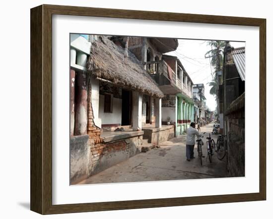 Artists Houses with Thatched Roofs in Main Street of Artists' Village, Raghurajpur, Orissa, Inda-Annie Owen-Framed Photographic Print