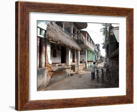 Artists Houses with Thatched Roofs in Main Street of Artists' Village, Raghurajpur, Orissa, Inda-Annie Owen-Framed Photographic Print