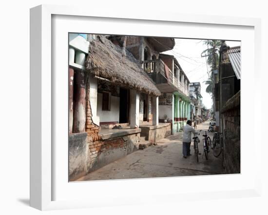 Artists Houses with Thatched Roofs in Main Street of Artists' Village, Raghurajpur, Orissa, Inda-Annie Owen-Framed Photographic Print