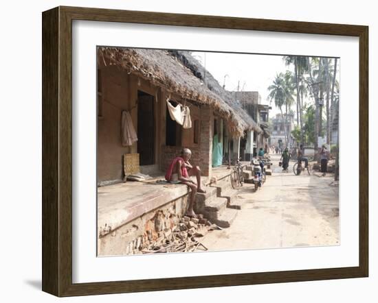 Artists Houses with Thatched Roofs in Main Street of Artists' Village, Raghurajpur, Orissa, Inda-Annie Owen-Framed Photographic Print