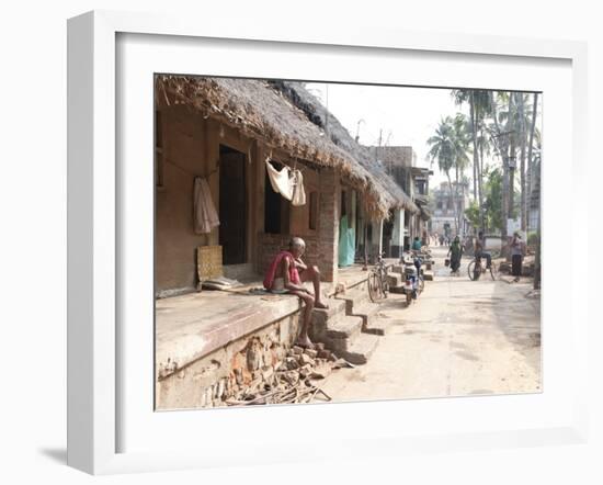 Artists Houses with Thatched Roofs in Main Street of Artists' Village, Raghurajpur, Orissa, Inda-Annie Owen-Framed Photographic Print