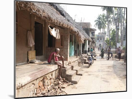 Artists Houses with Thatched Roofs in Main Street of Artists' Village, Raghurajpur, Orissa, Inda-Annie Owen-Mounted Photographic Print