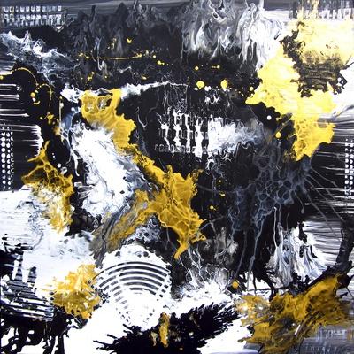 Abstract Hand Painted Black and White with Gold Background, Acrylic Painting  on Canvas, Wallpaper,' Art Print - Artlusy