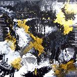 Abstract Hand Painted Black and White with Gold Background, Acrylic Painting on Canvas, Wallpaper,-Artlusy-Premium Giclee Print