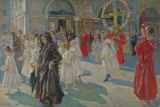 Procession of Corpus Christi in Piazza Grande in Trieste, 1908-Arturo Fittke-Framed Giclee Print