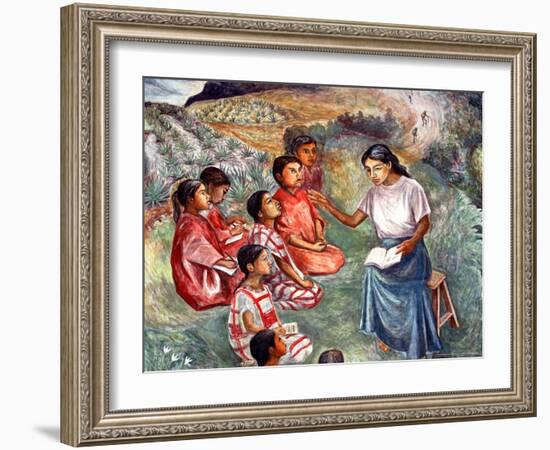 Arturo Garcia Bustos's Murals Adorn the Walls of the Presidential Palace, Oaxaca, Mexico-Russell Gordon-Framed Photographic Print