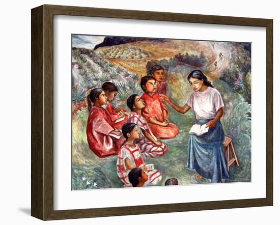 Arturo Garcia Bustos's Murals Adorn the Walls of the Presidential Palace, Oaxaca, Mexico-Russell Gordon-Framed Photographic Print