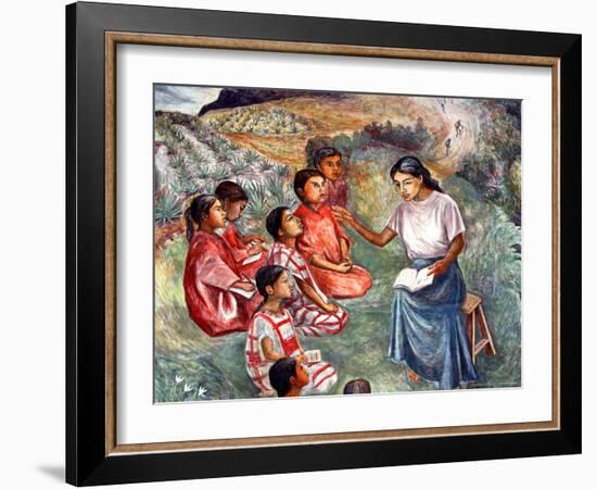 Arturo Garcia Bustos's Murals Adorn the Walls of the Presidential Palace, Oaxaca, Mexico-Russell Gordon-Framed Photographic Print