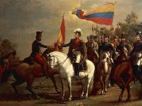 Sim?n Bol?r Presenting Flag of Liberation after Battle of Carabobo, 24 June 1821-Arturo Michelena-Giclee Print