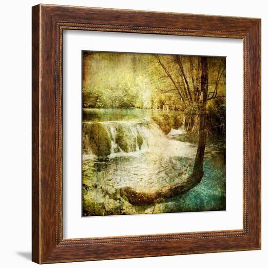 Artwork In Retro Style - Waterfall-Maugli-l-Framed Art Print