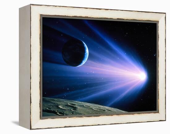 Artwork of a Comet Passing Earth-Joe Tucciarone-Framed Premier Image Canvas