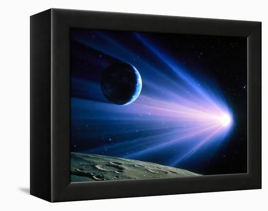 Artwork of a Comet Passing Earth-Joe Tucciarone-Framed Premier Image Canvas