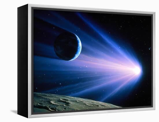 Artwork of a Comet Passing Earth-Joe Tucciarone-Framed Premier Image Canvas