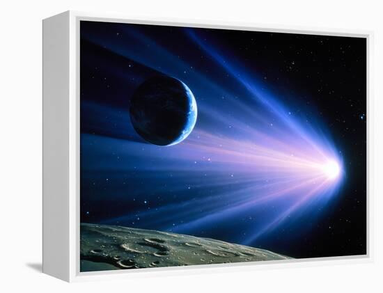 Artwork of a Comet Passing Earth-Joe Tucciarone-Framed Premier Image Canvas