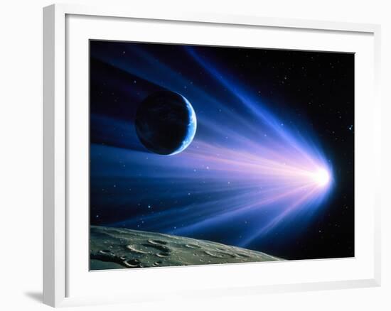 Artwork of a Comet Passing Earth-Joe Tucciarone-Framed Photographic Print