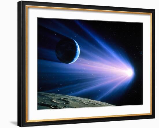 Artwork of a Comet Passing Earth-Joe Tucciarone-Framed Photographic Print