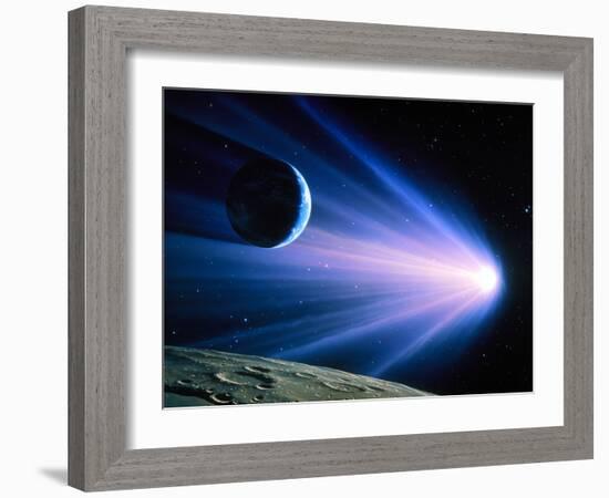 Artwork of a Comet Passing Earth-Joe Tucciarone-Framed Photographic Print