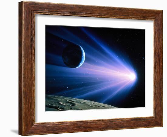 Artwork of a Comet Passing Earth-Joe Tucciarone-Framed Photographic Print