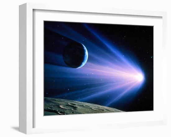 Artwork of a Comet Passing Earth-Joe Tucciarone-Framed Photographic Print