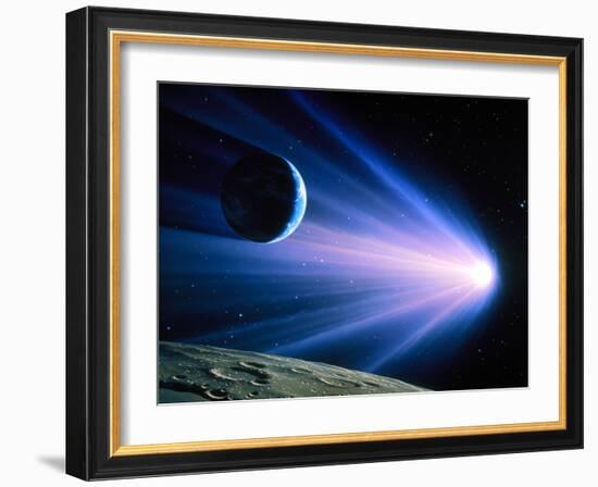 Artwork of a Comet Passing Earth-Joe Tucciarone-Framed Photographic Print