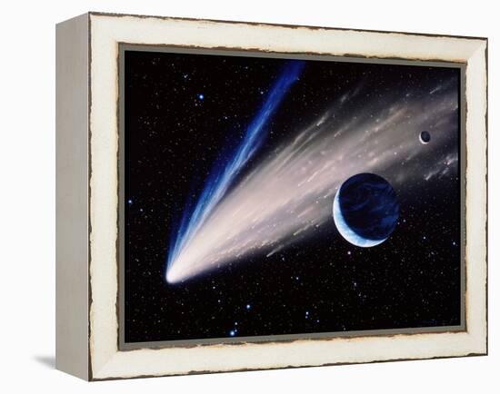 Artwork of a Comet Passing the Earth-Joe Tucciarone-Framed Premier Image Canvas