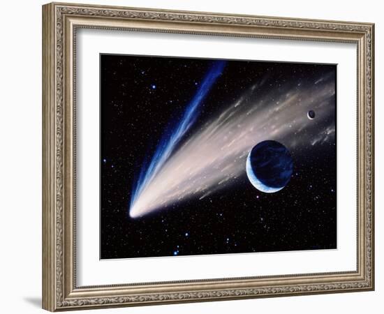 Artwork of a Comet Passing the Earth-Joe Tucciarone-Framed Photographic Print