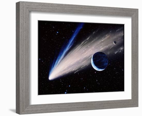 Artwork of a Comet Passing the Earth-Joe Tucciarone-Framed Photographic Print