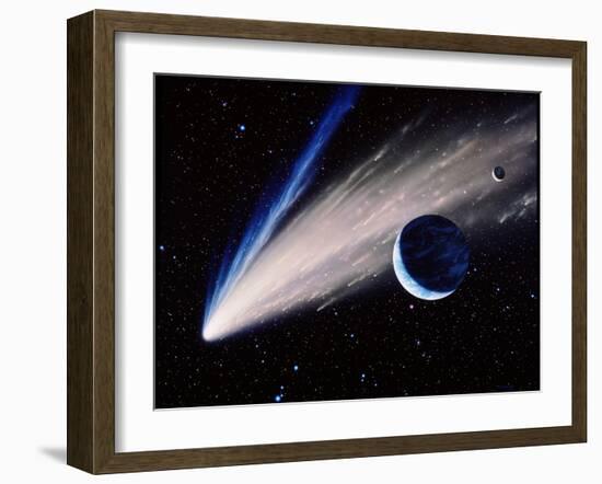 Artwork of a Comet Passing the Earth-Joe Tucciarone-Framed Photographic Print
